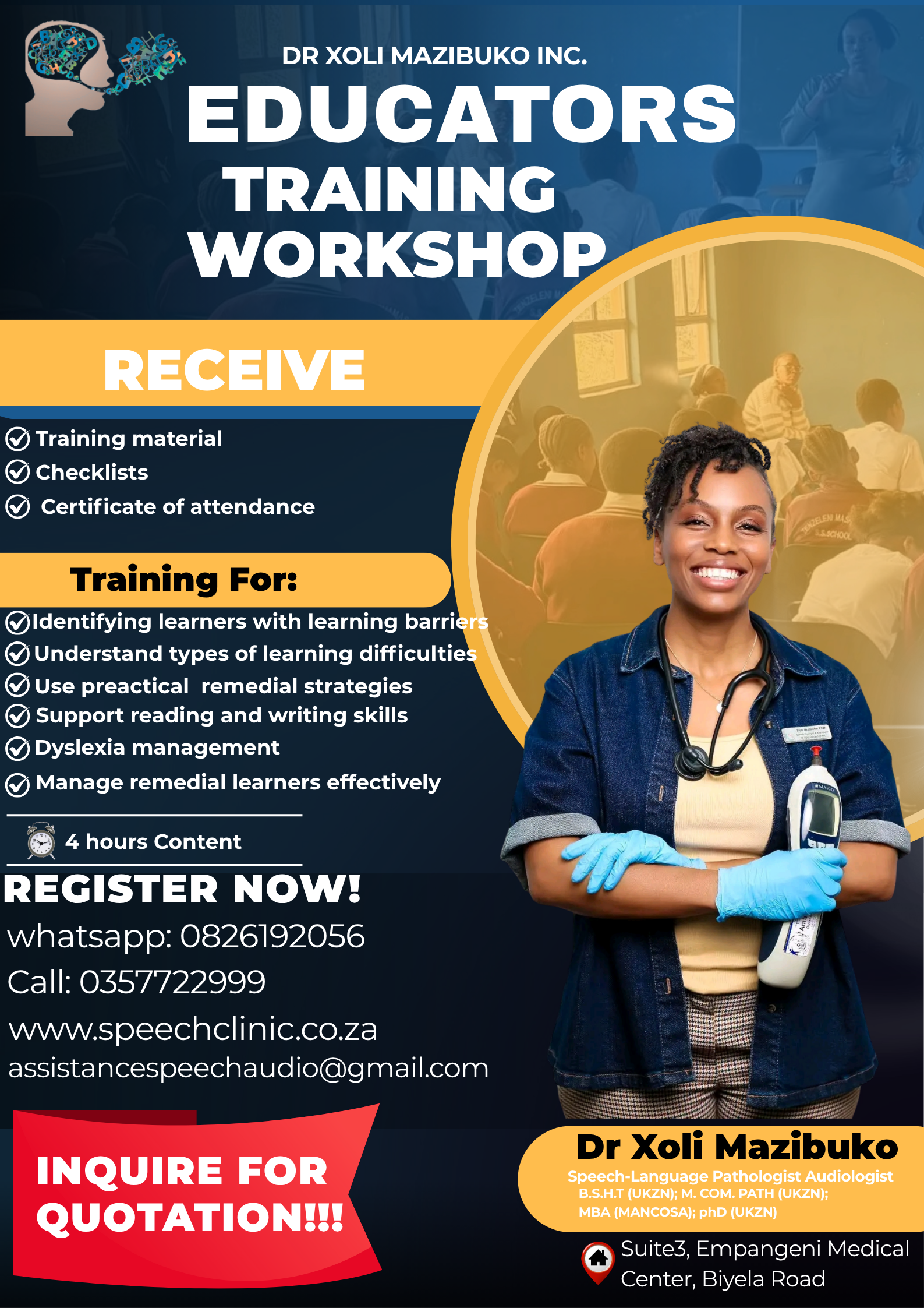 Speak Hear Clinic educators training workshop poster